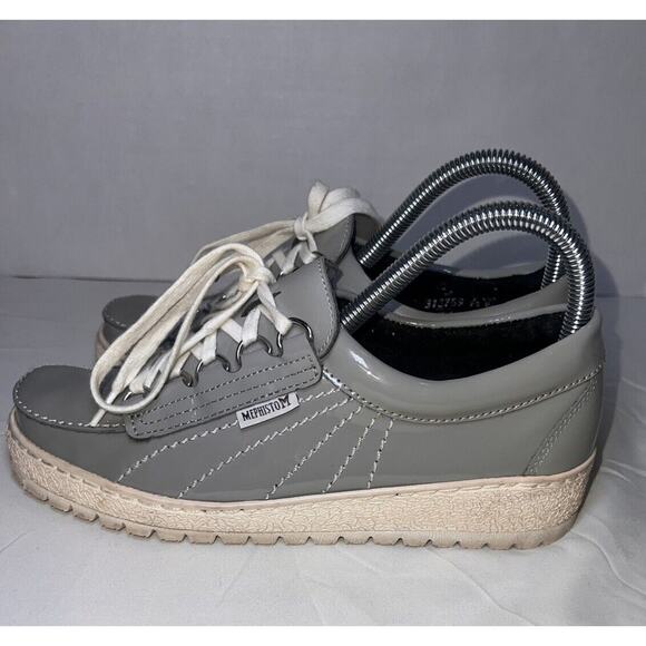 Mephisto Sneakers Women's Shoes Size 7.5 Green Patent Leather Lace Up Platform - Picture 3 of 11